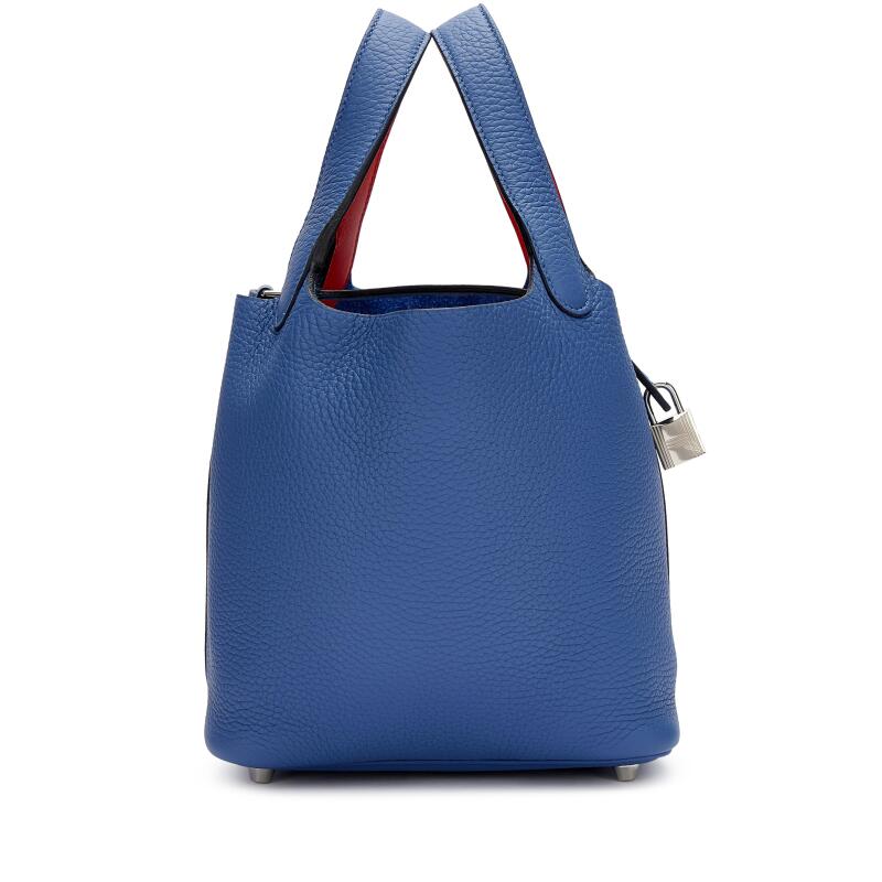 Hermès Bleu Brighton Clemence and Capucine Swift Verso Picotin Lock 18 Palladium Hardware - Image 3